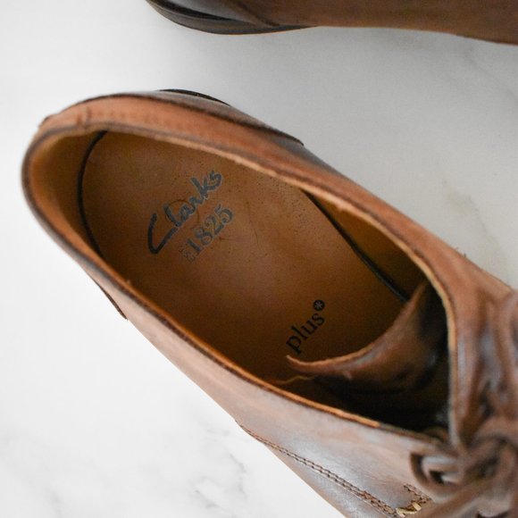 Clarks Plus brown leather dress shoe derby shoes size 9 main image 6